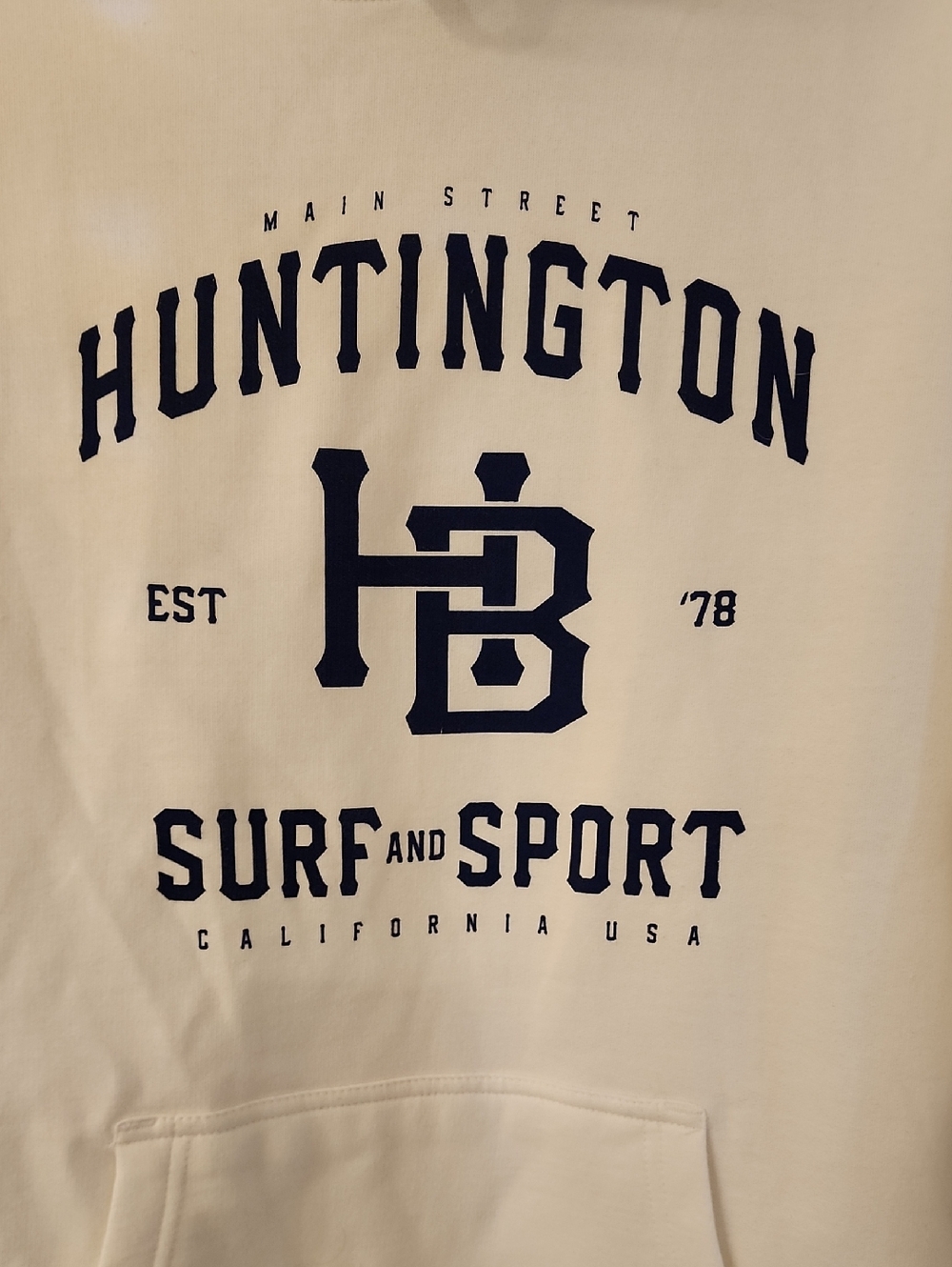 NEW Huntington Surf & Sport Authentic Hoodie White/Navy Blue Men's Size XL